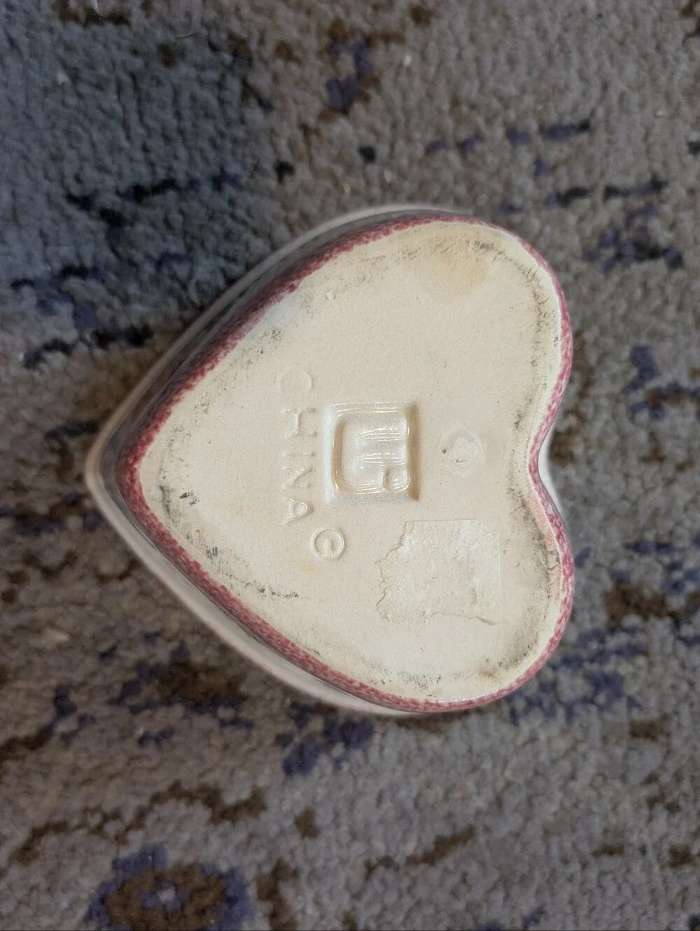 Y2K Speckled Pottery Painted Heart Shaped Ceramic Dish Strawberry Design Cottage
